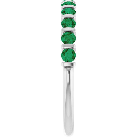 14K White Gold Lab-Grown Emerald Anniversary Band