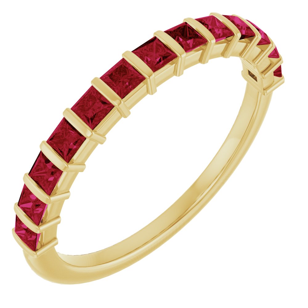 14K Yellow Gold Lab-Grown Ruby Anniversary Band