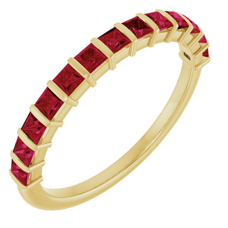 14K Yellow Gold Lab-Grown Ruby Anniversary Band