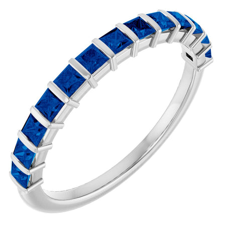 14K White Gold Lab-Grown Sapphire Anniversary Band