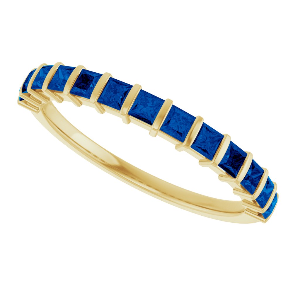 14K Yellow Gold Lab-Grown Sapphire Anniversary Band