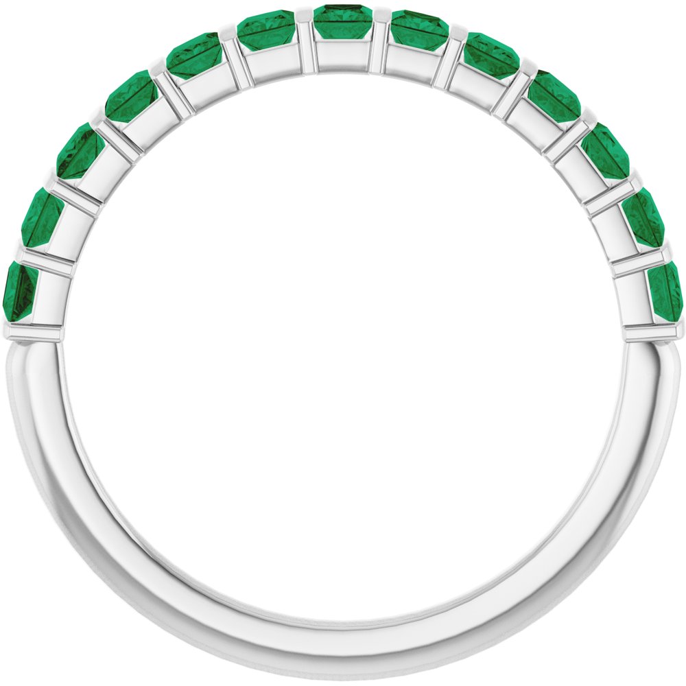 14K White Gold Lab-Grown Emerald Anniversary Band