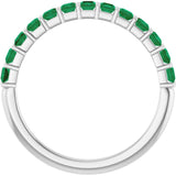 14K White Gold Lab-Grown Emerald Anniversary Band