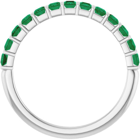 14K White Gold Lab-Grown Emerald Anniversary Band