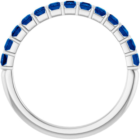 14K White Gold Lab-Grown Sapphire Anniversary Band
