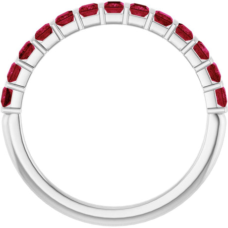 14K White Gold Lab-Grown Ruby Anniversary Band