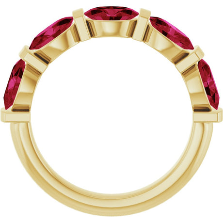 14K Yellow Gold Lab-Grown Ruby Anniversary Band