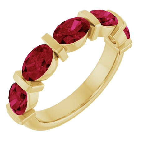 14K Yellow Gold Lab-Grown Ruby Anniversary Band