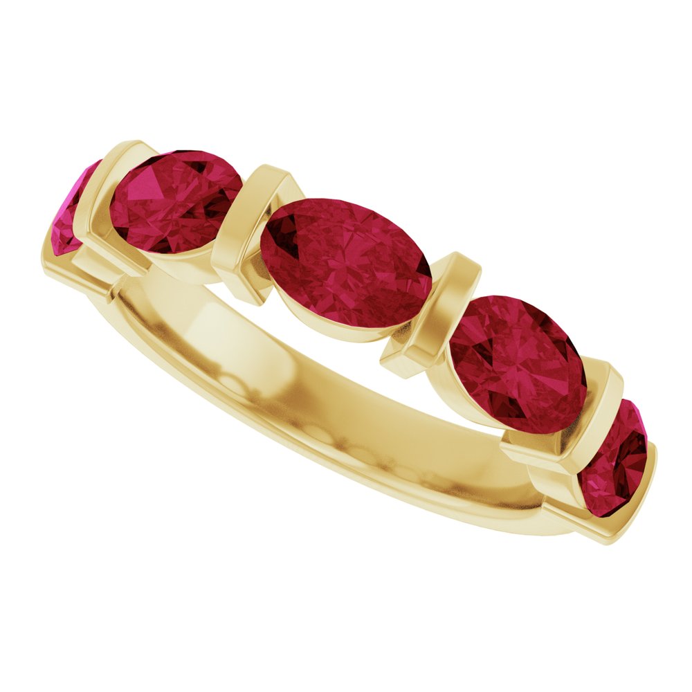 14K Yellow Gold Lab-Grown Ruby Anniversary Band
