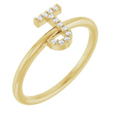 14K Yellow .05 CTW Natural Diamond Initial J Ring