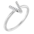 Sterling Silver .03 CTW Natural Diamond Initial V Ring