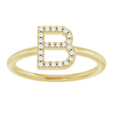 14K Yellow .08 CTW Natural Diamond Initial B Ring