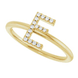 14K Yellow .06 CTW Natural Diamond Initial E Ring