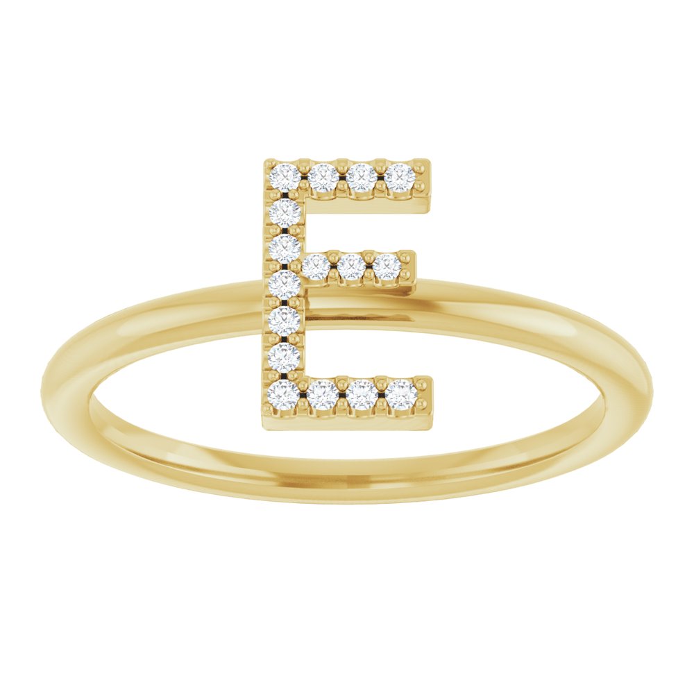 14K Yellow .06 CTW Natural Diamond Initial E Ring