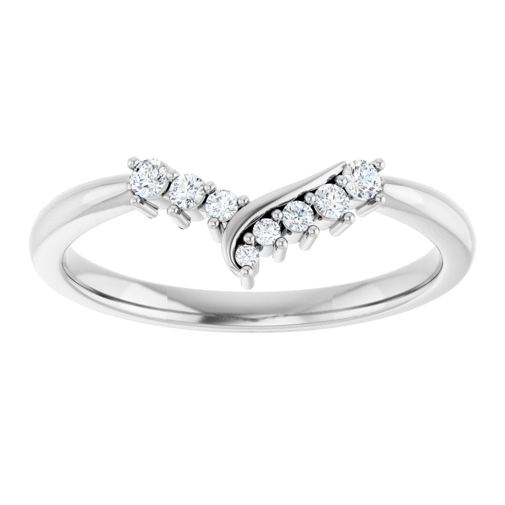 14K White Gold 1/8 CTW Natural Diamond Contour Band