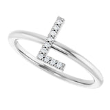 14K White .04 CTW Natural Diamond Initial L Ring