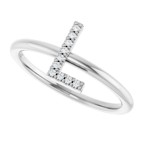 14K White .04 CTW Natural Diamond Initial L Ring