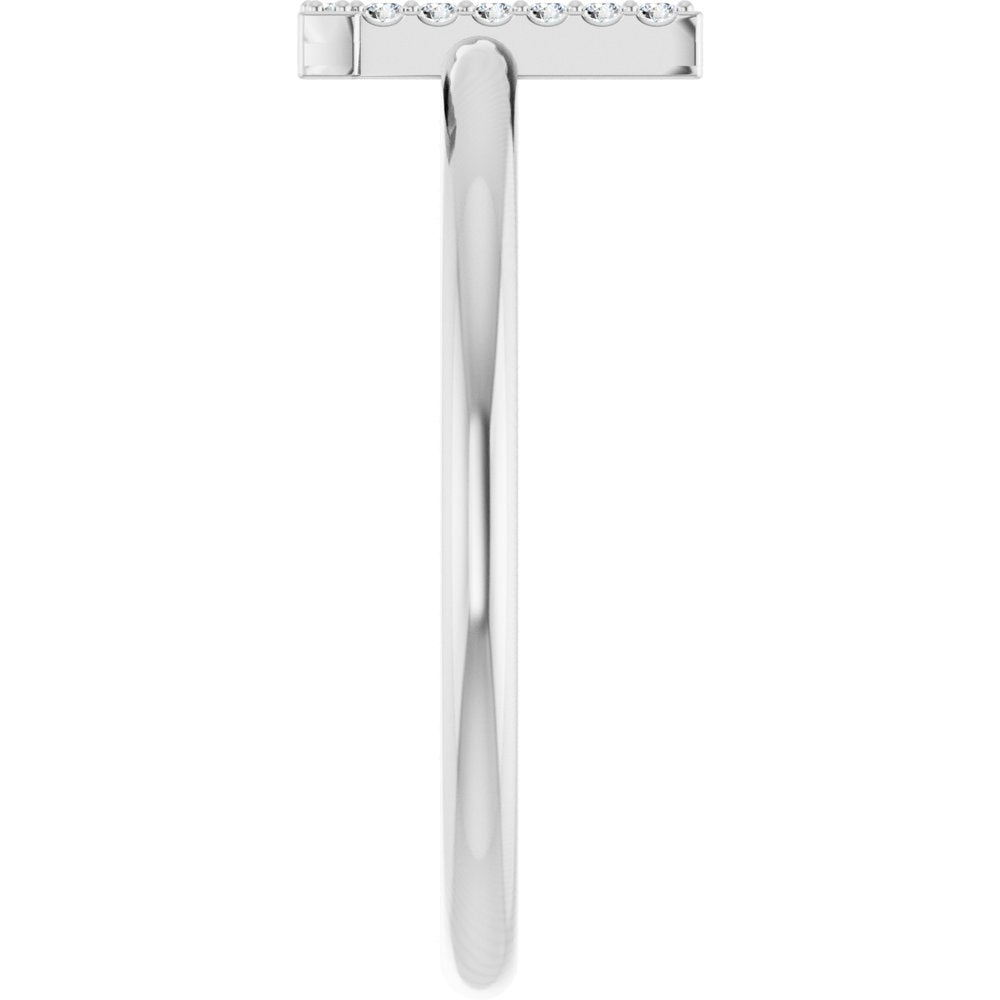 14K White .04 CTW Natural Diamond Initial L Ring