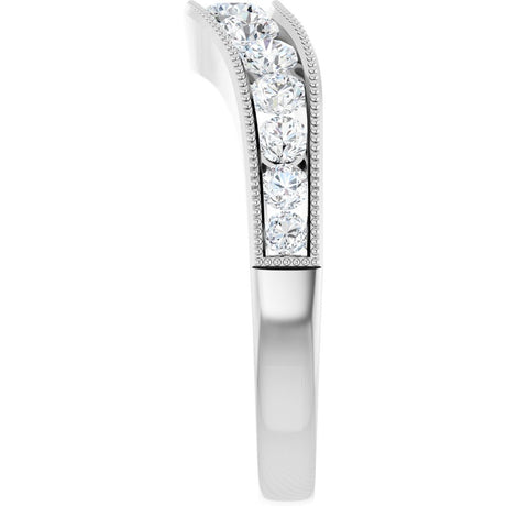 14K White 3/4 CTW Natural Diamond Contour Band