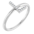 14K White .04 CTW Natural Diamond Initial L Ring