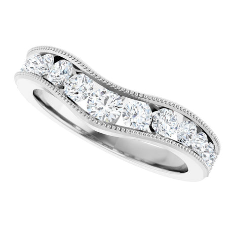 14K White 3/4 CTW Lab-Grown Diamond Contour Band