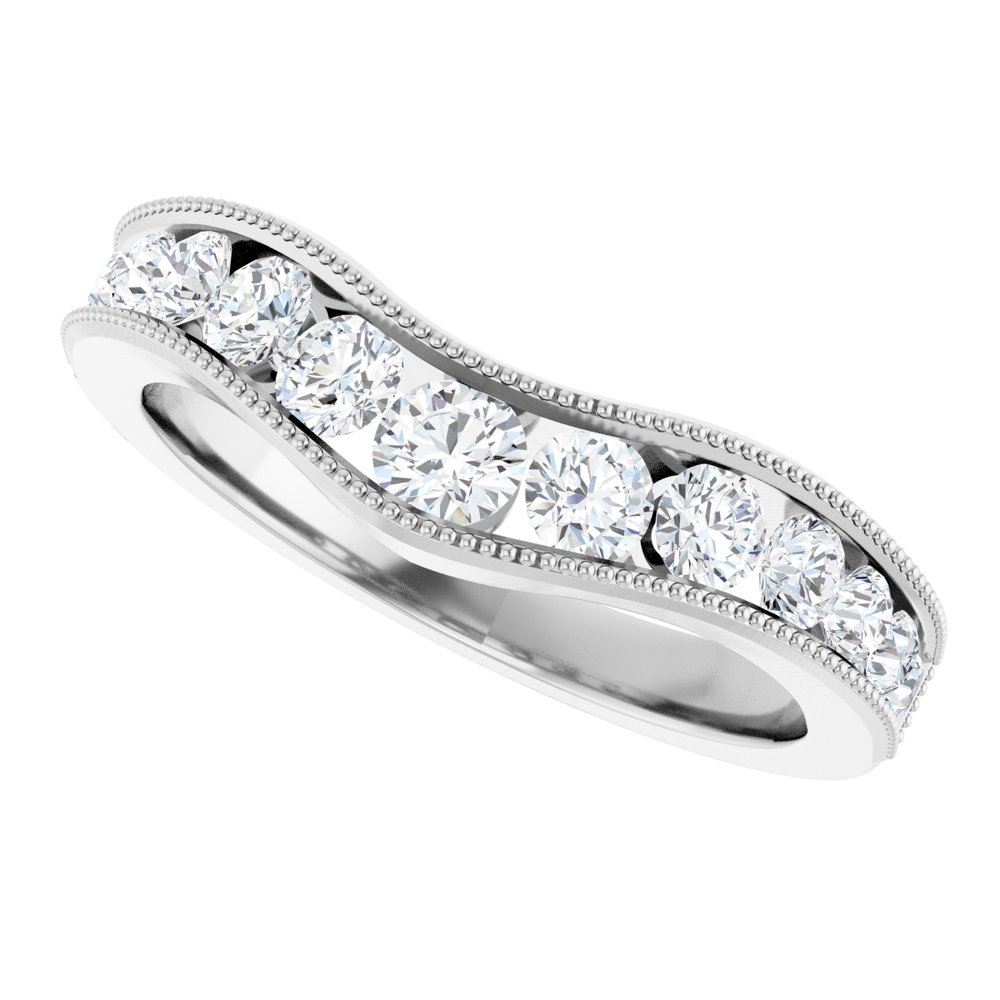 14K White 3/4 CTW Natural Diamond Contour Band