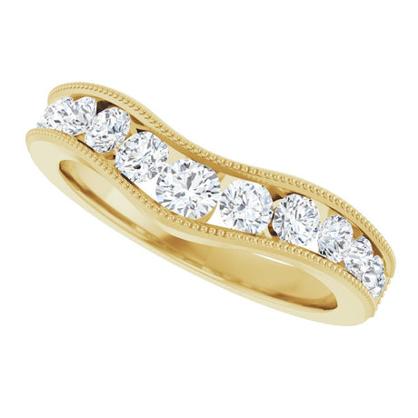 14K Yellow 3/4 CTW Natural Diamond Contour Band