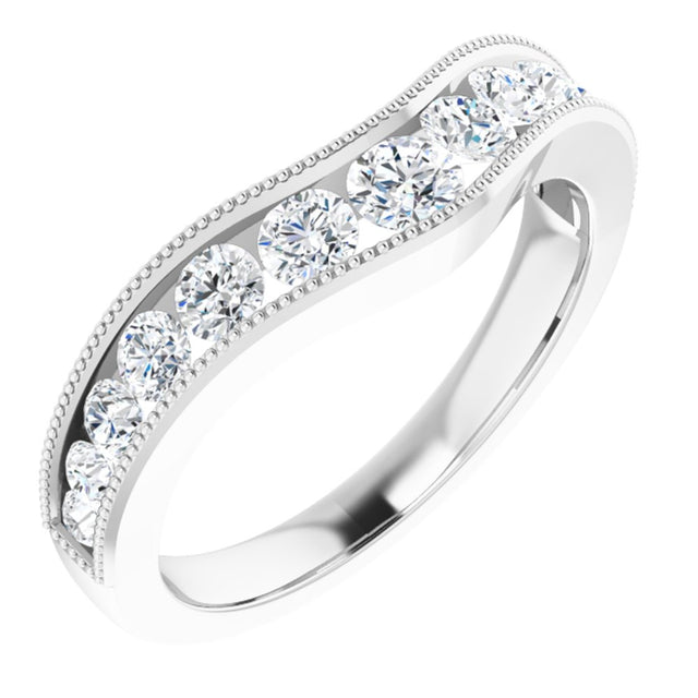 14K White 3/4 CTW Lab-Grown Diamond Contour Band