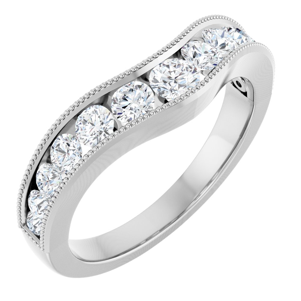 14K White 3/4 CTW Natural Diamond Contour Band