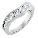14K White 3/4 CTW Lab-Grown Diamond Contour Band