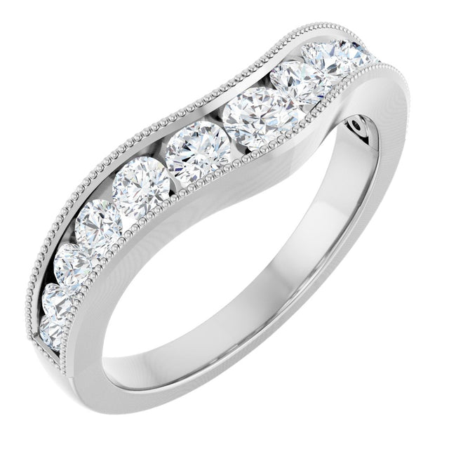 14K White 3/4 CTW Lab-Grown Diamond Contour Band