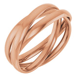 14K Rose Three-Piece Rolling Band Size 6