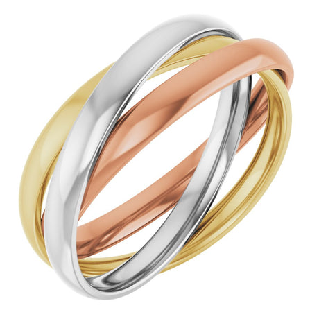 14K White/Yellow/Rose Three-Piece Rolling Band Size 5.5