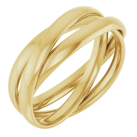 14K Yellow Three-Piece Rolling Band Size 6