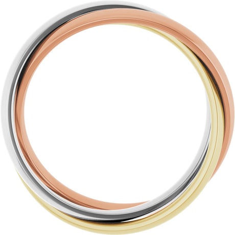 14K White/Yellow/Rose Gold Three-Piece Rolling Band Size 5.5