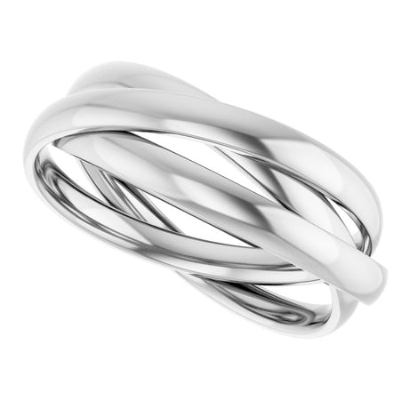 14K White Gold Three-Piece Rolling Band Size 5