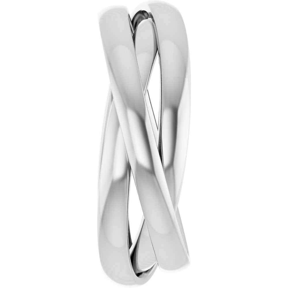 14K White Three-Piece Rolling Band Size 7.5