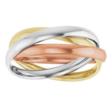 14K Tri-Color Three Band Rolling Ring