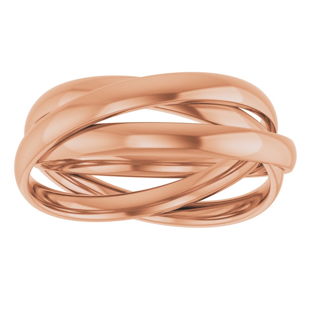 14K Rose Three Band Rolling Ring