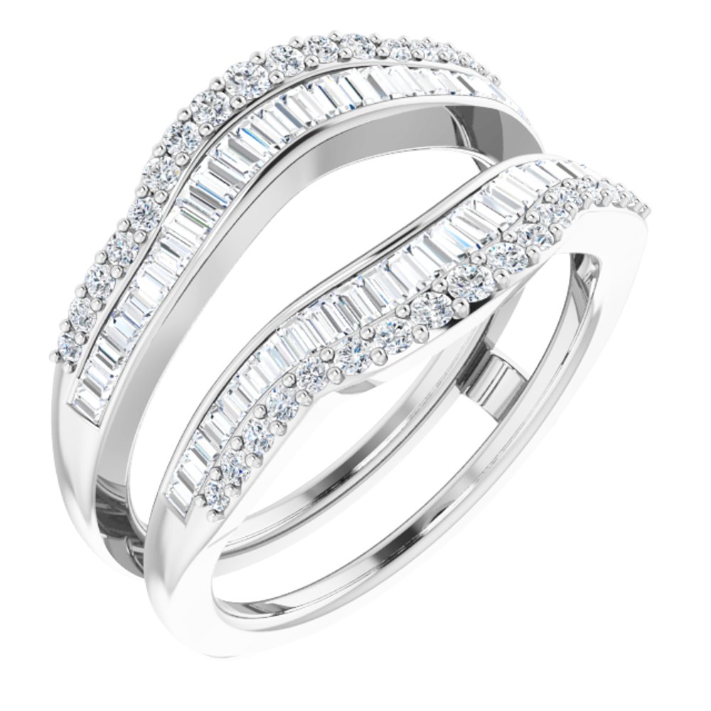 14K White 3/4 CTW Natural Diamond Ring Guard