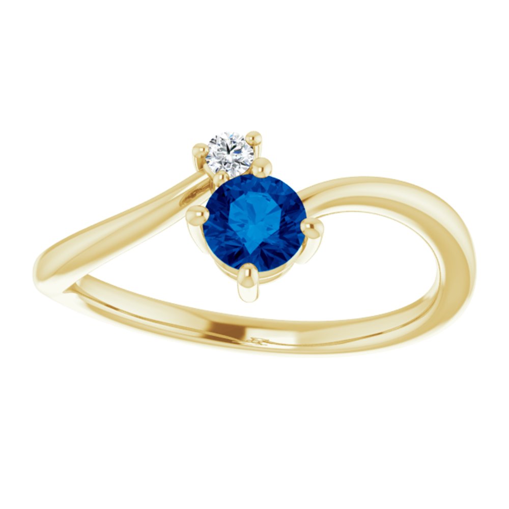 14K Yellow Natural Blue Sapphire & .025 CTW Natural Diamond Ring