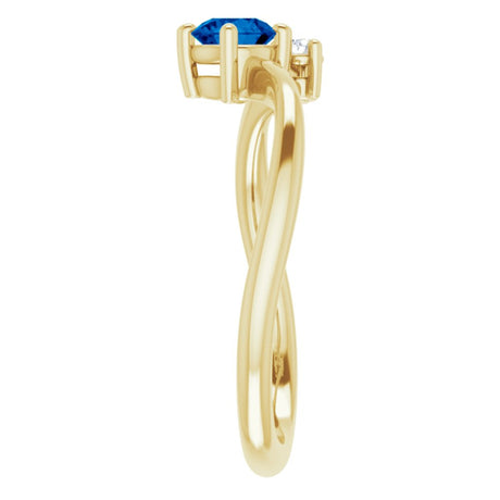 14K Yellow Gold Natural Blue Sapphire & .025 CTW Natural Diamond Ring  