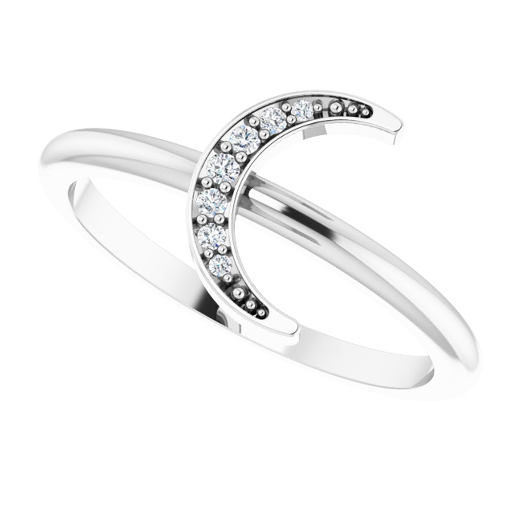 14K White .04 CTW Natural Diamond Stackable Crescent Ring