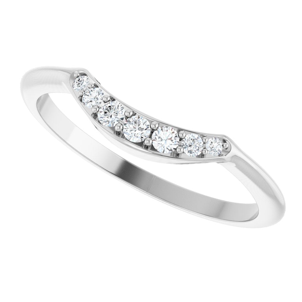 14K White Gold 1/8 CTW Natural Diamond Contour Band