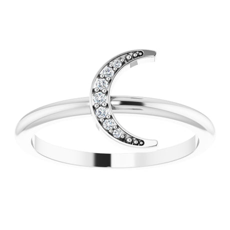 14K White Gold .04 CTW Natural Diamond Stackable Crescent Ring