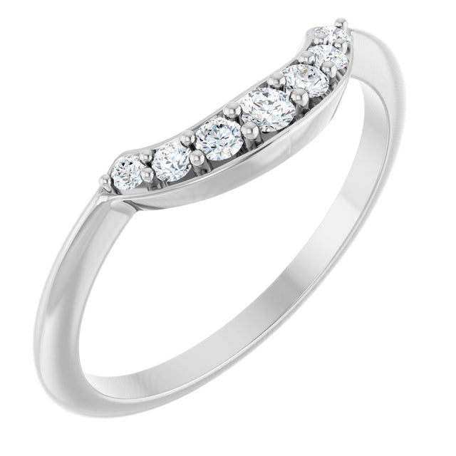 14K White 1/6 CTW Natural Diamond Contour Band