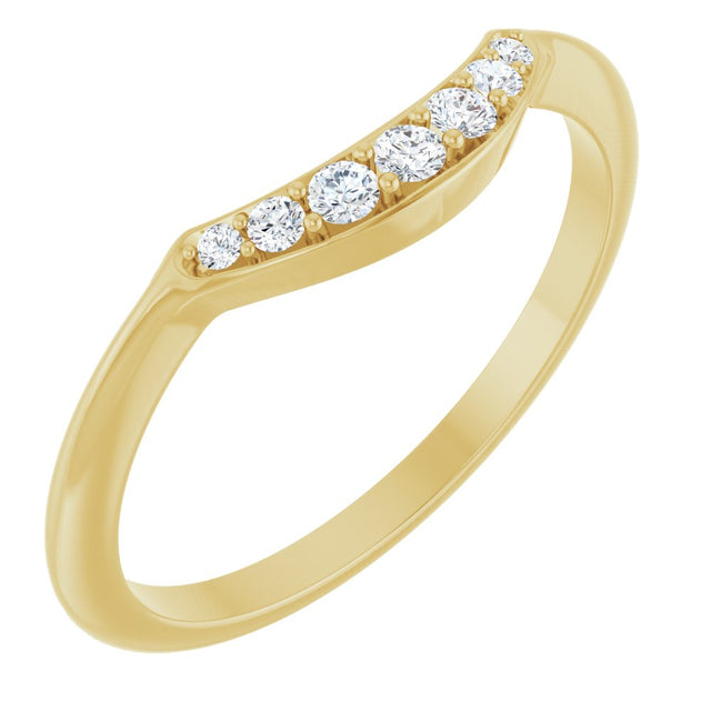 14K Yellow Gold 1/8 CTW Natural Diamond Contour Band