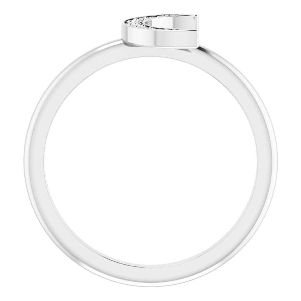 14K White Gold .04 CTW Natural Diamond Stackable Crescent Ring