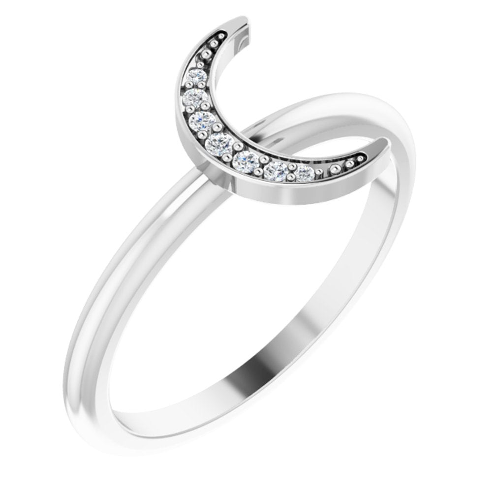 14K White .04 CTW Natural Diamond Stackable Crescent Ring