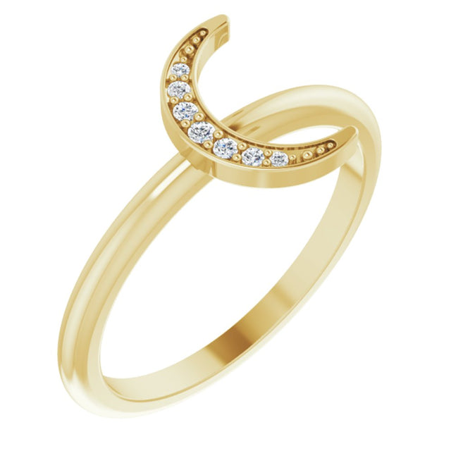 14K Yellow .04 CTW Natural Diamond Stackable Crescent Ring